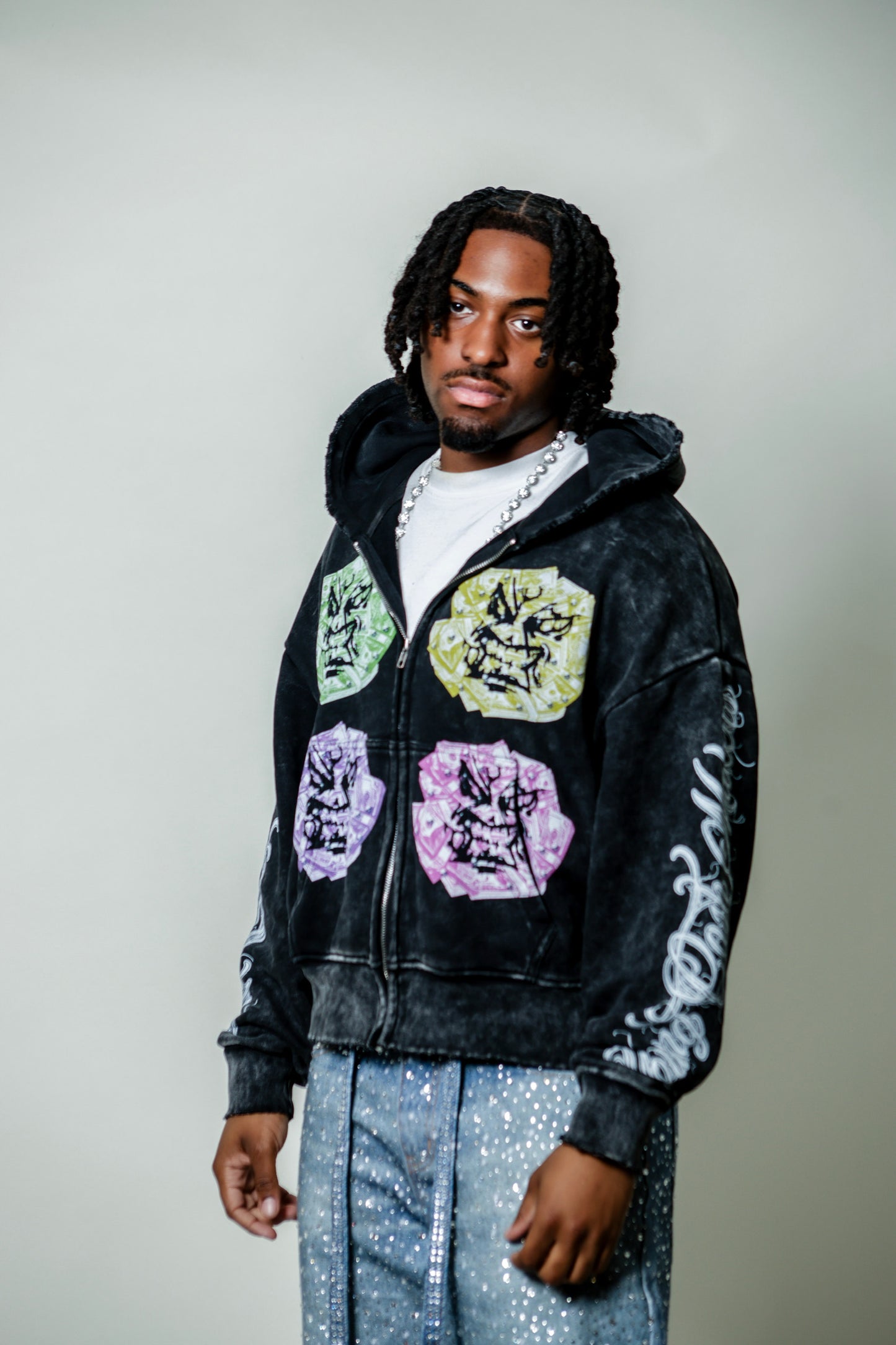 Angry Money Zip Up Black
