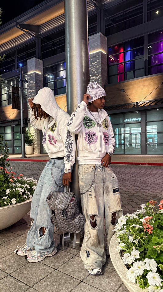Angry Money Zip Up White