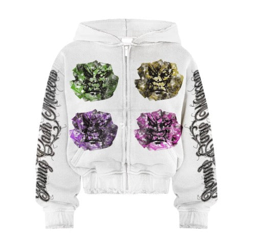 Angry Money Zip Up White